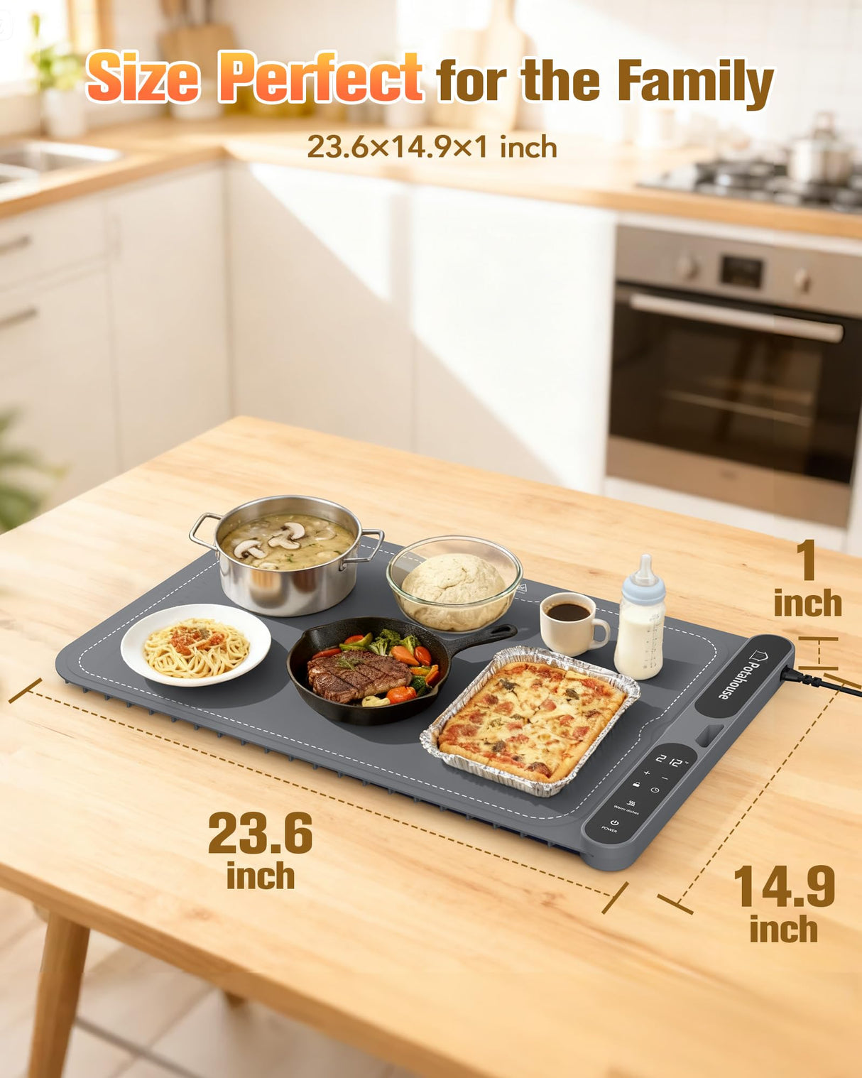 Potahouse Food Warming Mat, 5s Fast Heating,Electric Warming Tray with 7 Temp 8 Timer Settings,Rollable & Portable Food Warmer for Parties,Buffet,Home and Travel Use