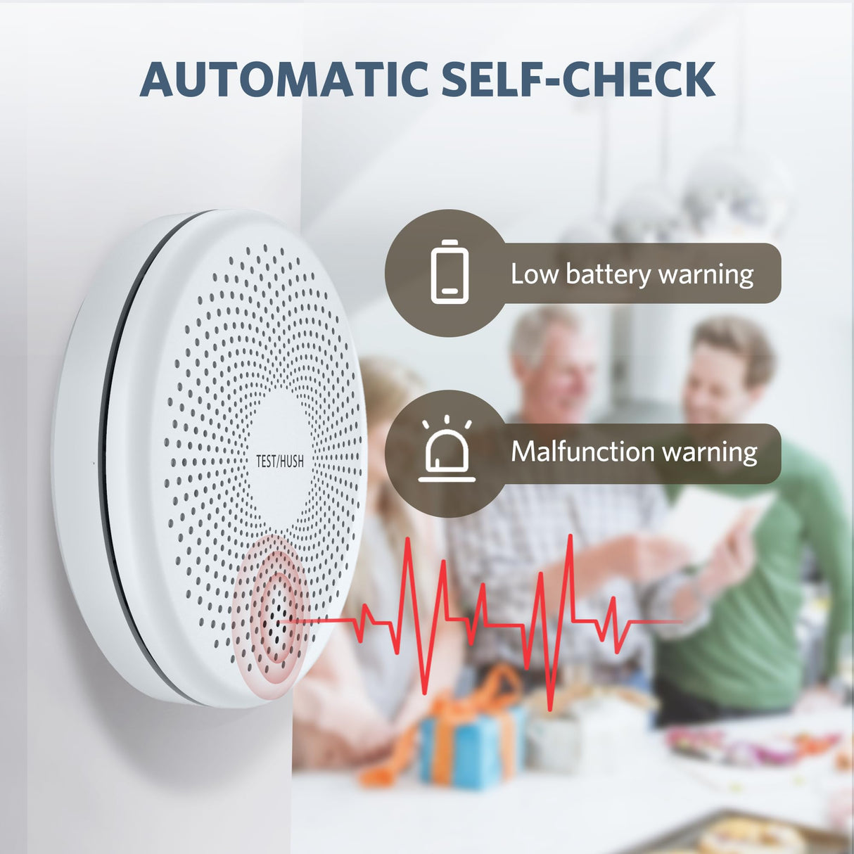 Smoke Detector Carbon Monoxide Detector Combo, HATHEPHS 10-Year Battery Slim Smoke & CO Alarm with Large Test/Silence Button, Adhesive & Screws Included