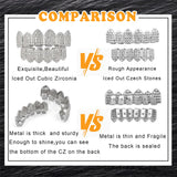 JINAO Grillz Diamond Grills for Your Teeth for Men Women 18K Gold Plated Iced Out Macro Pave Cubic Zirconia Mouth Grill with Extra Molding Bars Included(Silver Set)