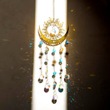 Artilady Sun and Moon Suncatcher - Large Crystal Wind Chimes for Outside Stained Glass Window Hanging Prisms Garden Backyard Ceiling Room Decor Christmas Housewarming Birthday Gift for Girls