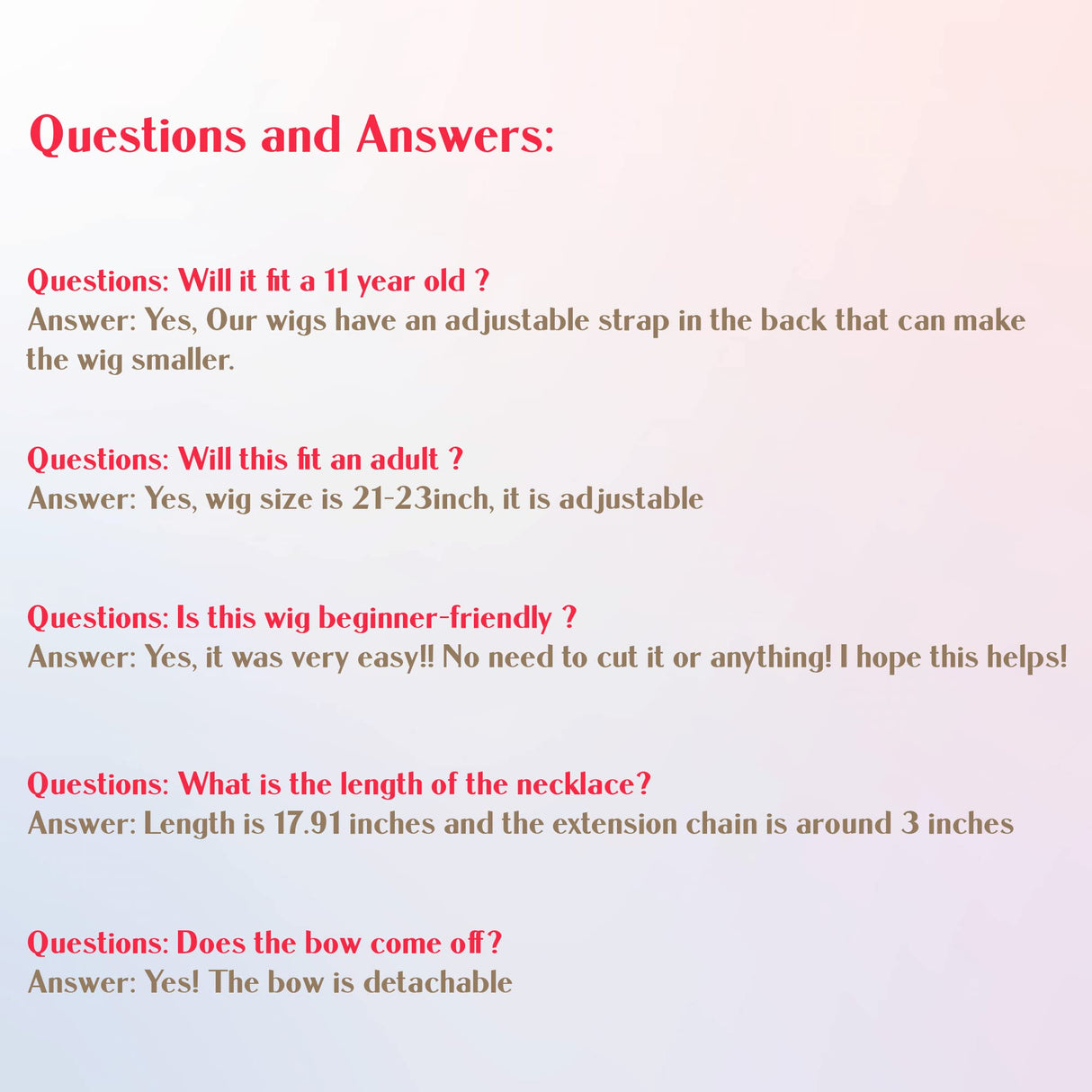 Koonfan Christmas Blonde Wig with Red Bow and Necklace Girls Women Long Braids Christmas Costume Wig Accessory