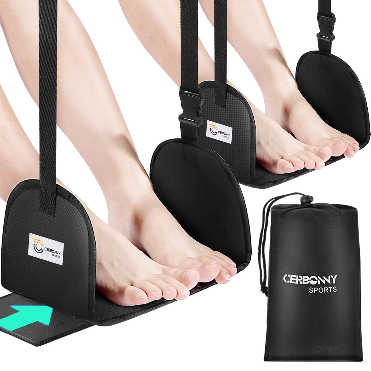 2-Pack Airplane Foot Rest - Portable and Adjustable Airplane Foot Hammock for Plane Travel to Relaxing Your Feet - Office Footrests