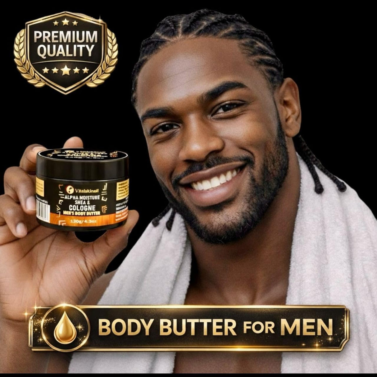 Body Butter for Men - Shea and Cologne Scented Body Cream for all Skin Types