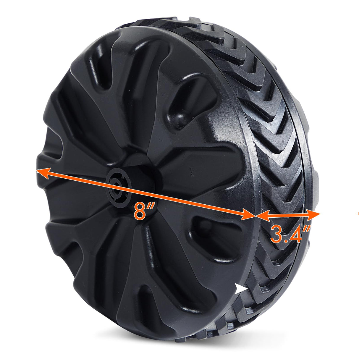 PORTAL Wagon Wheels Replacement 8" Diameter X 3.4" Wide for Utility Wagon Cart, Plastic Wheels with TPR Tread Outdoor Garden Carts Replacement Parts
