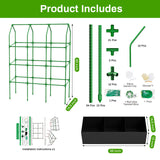 MQHUAYU Large Cucumber Trellis with Grow Bag, 65" Tall Metal Garden Trellis for Climbing Plants Outdoor, Reusable Cucumber Trellis for Raised Bed with Netting for Tomatoes, Peas, Grapes Plant Support