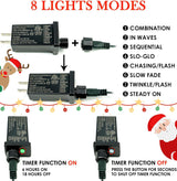 2-Pack Connectable 164FT 400LED Christmas Lights Outdoor Waterproof, Christmas String Lights with 8 Modes, Twinkle Lights Green Wire for Holiday Party Christmas Decorations Outdoor Indoor, Warm White