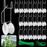 Paradi star 20Pack Tomato Trellis Roller Hooks,Greenhouse Trellising Kit with 100Pcs String Zip Ties for Tomatoes,Vine Twine Crop,Vegetable,Flower