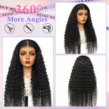 Glueless Curly Wigs Human Hair 7x5 Wear and Go Wig Human Hair Pre Plucked Pre Cut Black Deep Wave Closure Lace Front Wigs Human Hair 12a 220% Density Loose Curly Wig Bleached Knots for Women 28 Inch