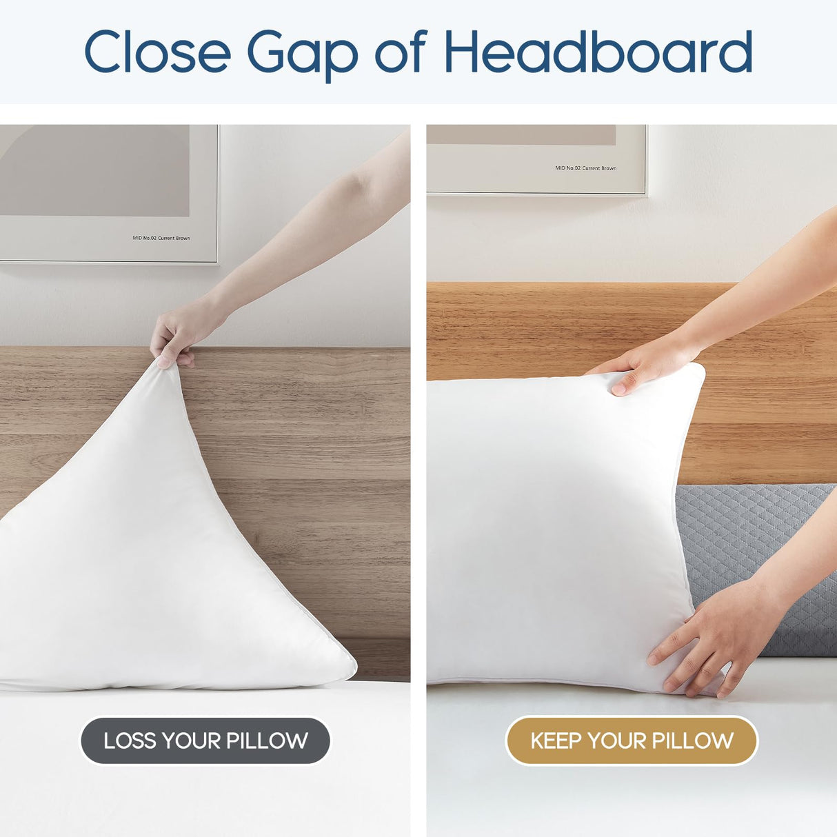 King Size（76"x10"x6"） Bed Wedge Pillow for Headboard - Upgraded Bed Gap Filler King Between Mattress and Headboard - Wedge headboard Pillow - Grey