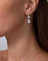 PAVOI Diamond Triple Drop Earrings for Women, 14K Gold Plated, Yellow Gold