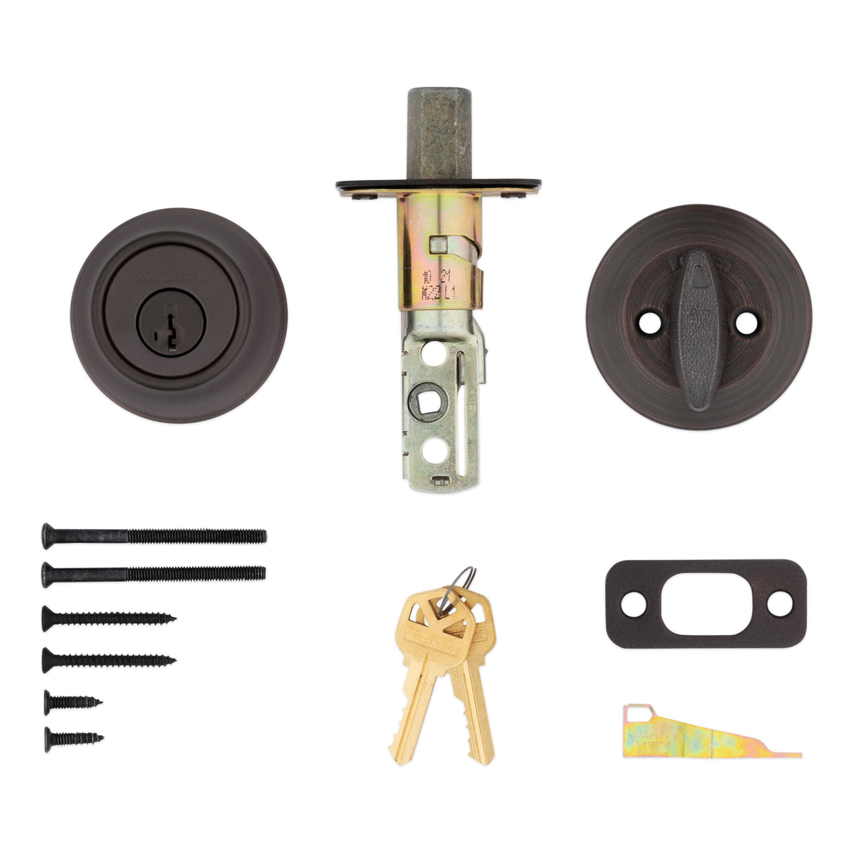 Kwikset 660 Deadbolt Lock, Venetian Bronze Round Exterior Keyed Front Entry Door, Pick Resistant SmartKey Rekey Security, Single Cylinder Dead Bolt