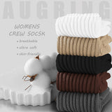 AugRing Women's Scrunch Crew Socks Retro 3-Pack Solid Cotton Boot Calf Socks Chunky Ribbed Cozy Slouchy Socks Size 5-11 (US, Alpha, One Size, Regular, Regular, 3 Pack White)