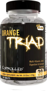 CONTROLLED LABS Orange Triad Daily Multivitamin, Iron Free Sports Supplement for Workout, Digestion, Immune, and Joints, 30 serv Muscle Building and Recovery Tablets