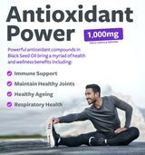 Black Seed Oil - 180 Softgel Capsules (Non-GMO & Vegan) Premium Cold-Pressed Nigella Sativa Producing Pure Black Cumin Seed Oil with Vitamin E - 500mg Each, 1000mg Per 2 Capsule Serving