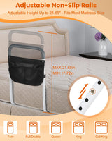 Bed Rails for Elderly Adults Safety - Adjustable Bed Assist Rail for Seniors - Stable Bed Side Rails Handle Support Bar Bed Guard Rails with Storage Bag & Fixing Strap, Fit King Queen Full Twin Bed