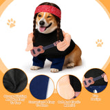 Huhumy Halloween Country Singer Dog Costume Pet Guitar Costume with Felt Funny Guitar Plush Arm Ponytail Wig for Small Medium Dogs Chihuahua Pug Christmas Party Halloween Cosplay Outfit(XL)