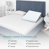 Wedge Pillow with Foam Top for Sleeping,Reading and Rest, 8 Inch Elevated Support Triangle Bed Pillow for Legs and Back Support with Washable Cover