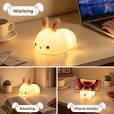 Kawaii Bunny Toys for Girls Gifts, 16-Color Silicone Night Light Cute Lamp