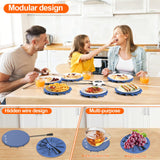 Upgrade Food Warming Mat,6-in-1 Silicone Warming Mat for Food-Fast Heating Electric Warming Tray with 3 Timer & Temp Settings,Portable Food Warmer for Parties Buffet,Raised Feet Protects Table (Blue)