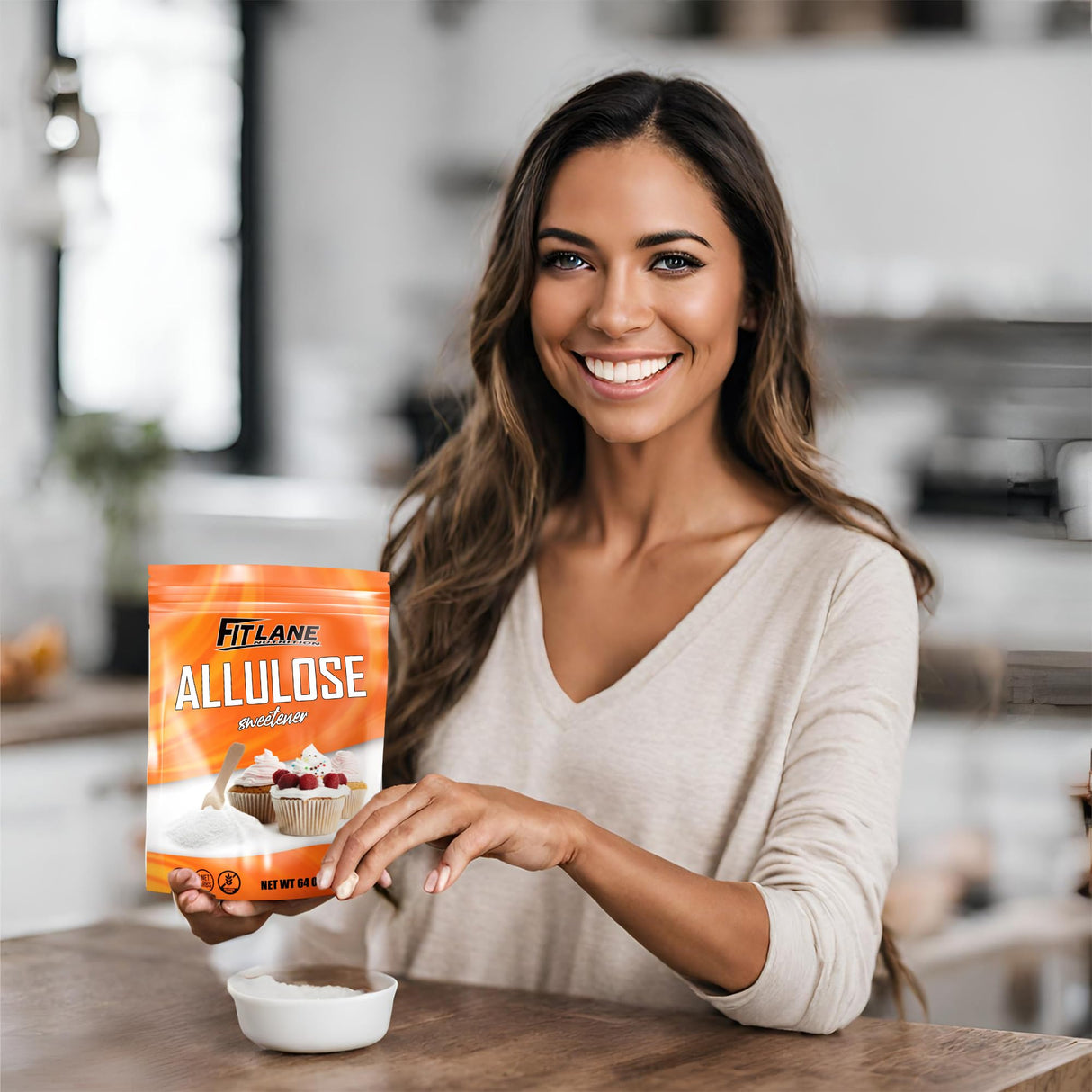 Allulose Sweetener 4 lbs - Pure Low Calorie Zero Net Carb Natural Keto Sugar Substitute With No Aftertaste - Perfect for Baking and Sweetening Your Favorite Foods - By Fit Lane Nutrition