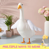 Abbylike 2 Pcs Poseable Goose Wings for 23”- 28" Porch Lawn Goose Outfit Accessories Poseable White Wings for Outdoor Patio Yard Lawn Art Decoration (Rippled Edge)