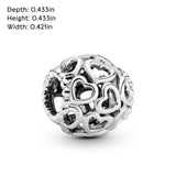 PANDORA Hearts All Over Charm - Openwork Heart Design - Hand-Finished - Jewelry for Women with Gift Box - Compatible Moments Charm Bracelets - Sterling Silver