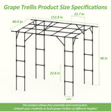 Grape Vine Trellis - Cucumber Trellis Size: 112.8 * 96 * 80.4 inches - Large Outdoor Garden Arch Trellis, Used for Outdoor Climbing of Plants, Courtyard and Garden Decoration （Leg spacing 97"）