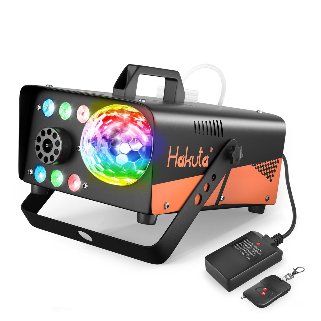 HAKUTA Fog Machine, Smoke Machine with Disco Ball Light and LED RGB Lights, 3000 CFM Spray with Auto Spray Function, Great for Halloween, Christmas, Wedding, Stage Performance and Parties