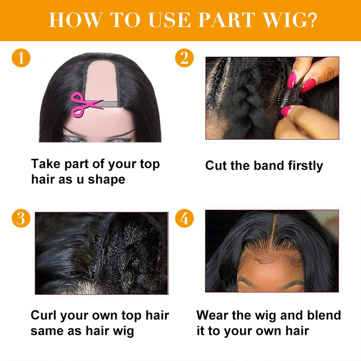 Glowig U Part Human Hair Wig Body Wave for Women Brazilian Remy Upart Human Hair Wig Beginner Friendly No Sew in NO Glue 180% Density Natural Color 20Inch