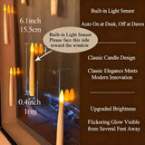 JMTONE Window Candles with Light Sensor Dusk to Dawn, 14PCs Window Candles Battery Operated with Nano Adhesive Strip, 6.1" Flameless Taper Candle for Halloween, Christmas, Xmas Holiday Home Decor