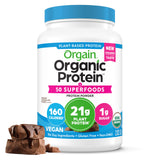 Orgain Organic Vegan Protein Powder + 50 Superfoods, Creamy Chocolate Fudge - 21g Plant Based Protein, Gluten Free, Dairy Free, Lactose Free, Soy Free, No Sugar Added, Kosher, B Vitamins - 2.02lb