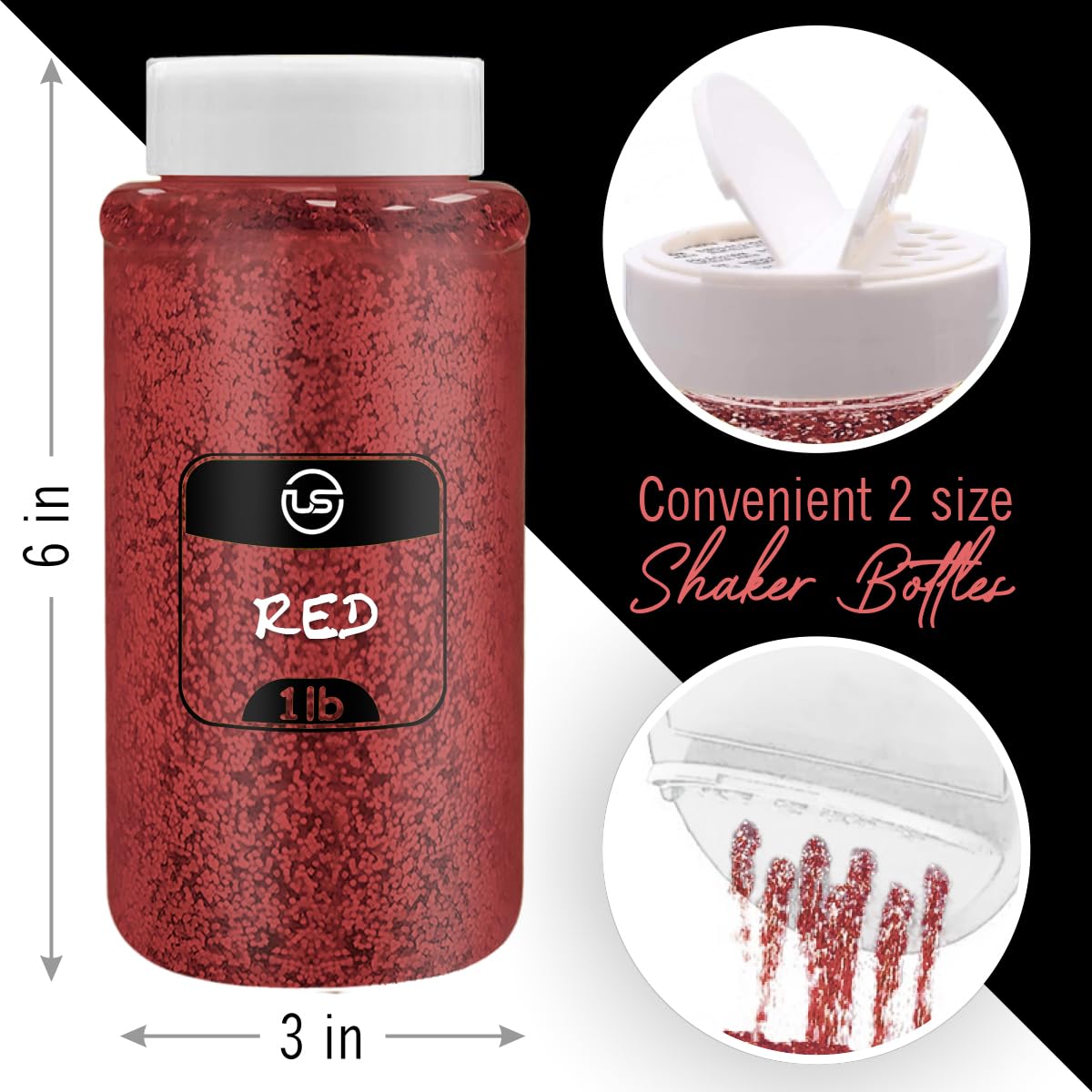 Christmas Glitter for Crafts 1 LB EA Bulk Fine Craft Glitter, 4 Count Christmas Confetti Pack Green, Red, Clear, Gold for Resin, Scrapbooking and Décor