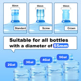 MYLOLF 3 & 5 Gallon Water Jug Cap, Reusable Food Grade Silicone Replacement Cap for 55mm Standard/Screw/Crown Tops Water Bottle and Water Dispensers, Non-Spill & Leak Free - 12PCS