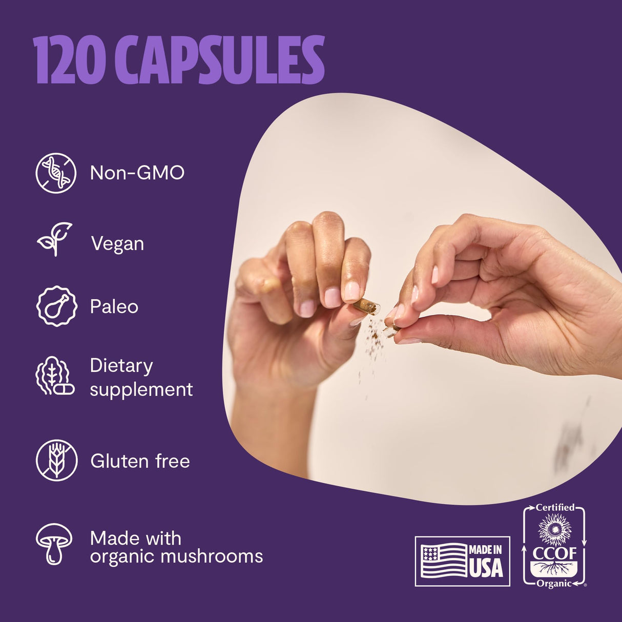 FreshCap Mushrooms Lions Mane Supplement Capsules 14,000mg - Lion's Mane, High Potency Extract, 14:1 Organic Mushroom Supplement, Ayurveda Focus Made in USA (120 Capsules)