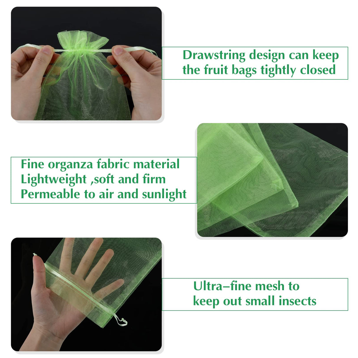 Fruit Protection Bags, Kikhope 20 Pcs 20x14 inch Fruit Netting Bags, Garden Fruit Cover Mesh Bag with Drawstring, Netting Barrier Bags for Plant Fruit Flower and Vegetables