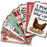 8 Pack Chicken Coop Accessories, Funny Chicken Coop Metal Signs Outdoor Decor Chickens Farm Personalized Tin Sign Chicken Gifts For Lovers House Decor 8×12 Inch
