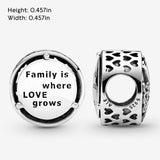 PANDORA Family Tree Charm - Engraved Family Message - Meaningful Keepsake - Jewelry for Women with Gift Box - Compatible Moments Charm Bracelets - Sterling Silver