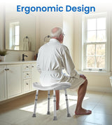 HOMLAND Shower Chair for Inside Shower, FSA/HSA Eligible, Adjustable Shower Stool with Strong Non-Slip Feet, 350 lbs Shower Seat for Inside Tub, Bench Bath Chair for Elderly and Disabled, White