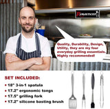 ROMANTICIST 4pcs Heavy Duty Grill Accessories for Top Chef - Professional Grill Tool Set & Basic BBQ Tools for Backyard Restaurant Outdoor Kitchen - Deluxe Grill Gift for Dad on Father’s Day Christmas