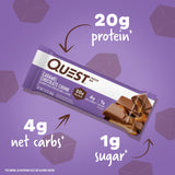 Quest Nutrition Caramel Chocolate Chunk Protein Bars, 12 Count