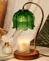 Funistree Green Candle Warmer Lamp with Timer, Dimmable Flower Candle Lamp Warmer, Vintage Christmas Birthday Gifts for Women, Mom, Female Friend, Aromatic Candle Light for Yankee Candles