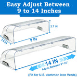 Binazon Heating & Air Vent Deflector for Vents, Sidewall, Ceiling, Floor Registers - Adjust Between 9"-14", Magnetic Vent Covers for Air Conditioning, Heat, AC, Floor, Under Furniture (3 Pack Clear)