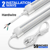 Barrina LED Shop Lights, 8FT 72W 10000LM 5000K, Daylight White, V Shape, Clear Cover, High Output, Linkable, T8 LED Tube Light, for Garage 8 Foot with Plug (Pack of 10)