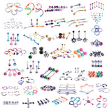 BodyJ4You 120PC Body Piercing Random Jewelry Kit - CBR BCR Rings Barbells Studs Screws Curved Bars - Belly Button Cartilage Tragus Nose Septum Tongue - 14G 16G 18G Steel Bulk Mix
