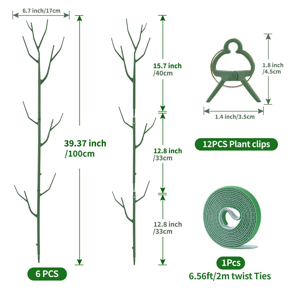 Yhtpouqe 12 Pack Plant Support Stakes, Plant Stakes for Indoor and Outdoor Plants. 39.37inch Plant Sticks with Extension Poles, Plant Clips, Plant Ties for Potted Monstera Plants, Climbing Plants