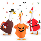 Silicherry 3 Set Halloween Goose Outfit Fall Christmas Lawn Porch Goose Cloth Costume Thanksgiving Xmas Outdoor Patio Yard(Novel Style)