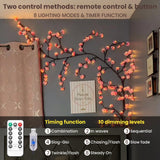 Cherry LED Tree Branch Lights for Wall, Cherry Blossom Willow Vine Twig Decor Garland with 72 LED Lights and Remote,8 Lighting Modes,Christmas Decorations Indoor for Home Wall Door Window (63inch)