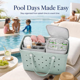 2-in-1 Cooler Organizer Insert Compatible with X Large Bogg Bag, No More Mess & Leaks, Beach & Pool Organizer for Travel & Picnic, Leak-Proof PEVA Insulated Cooler with Mesh Divider