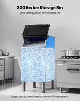 VEVOR Commercial Ice Maker Storage Bin, 300 LBS Capacity Ice-Bin, Stainless Steel Commercial Ice Storage Bin with Adjustable Anti-Slip Rubber Feet, Suitable for Restaurant Hotel and Beverage Shops