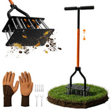 Lawn Aerator Tool 15 Spikes Manual Grass Aerator for Yard Heavy Duty Metal